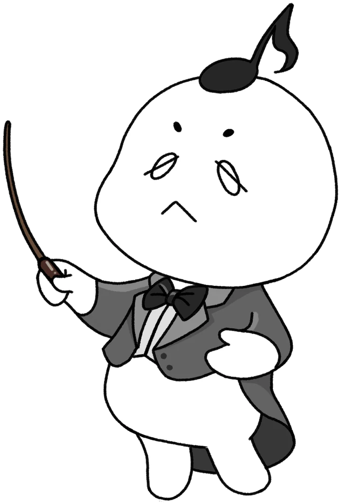 Poko conducting with a baton